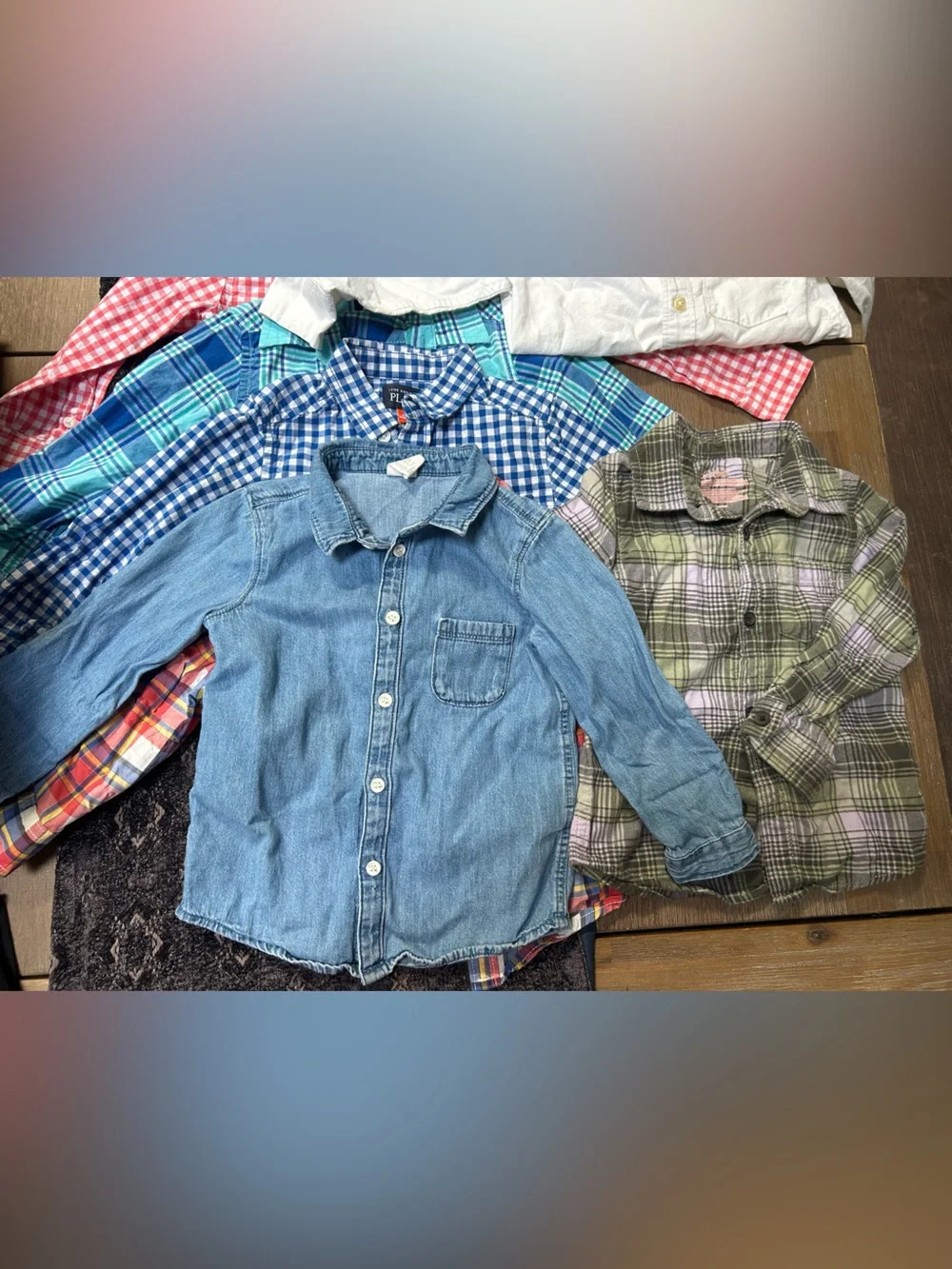 2T Bundle Boys Button-Down Shirt Set - White, Red, Blue, Aqua, Plaid